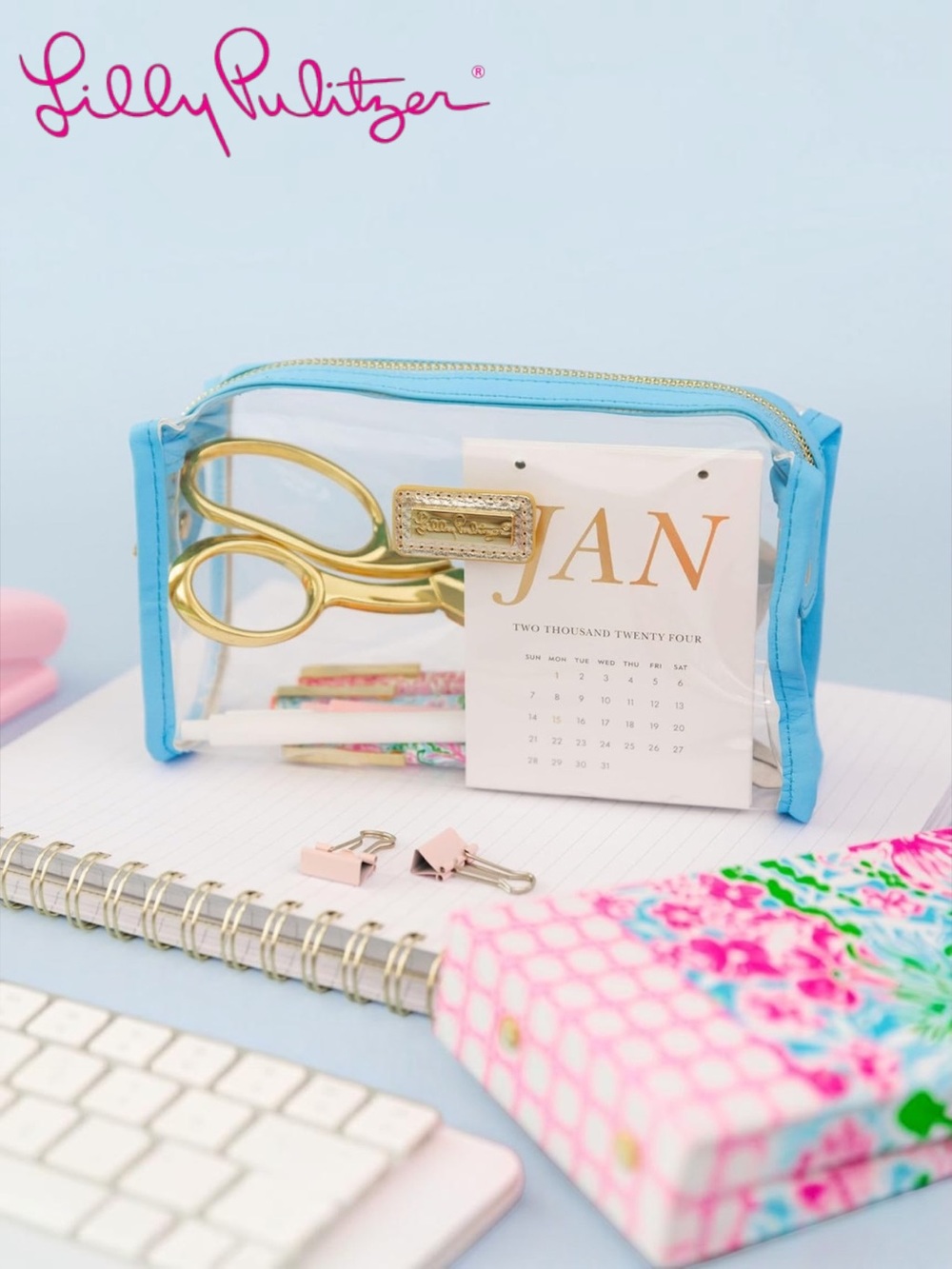 Lilly Pulitzer Pencil Pouch in Frenchie Blue